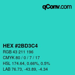 Color code: HEX #2BD3C4 | qconv.com