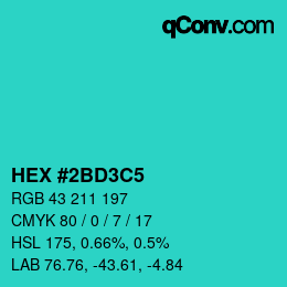 Color code: HEX #2BD3C5 | qconv.com