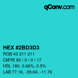 Color code: HEX #2BD3D3 | qconv.com