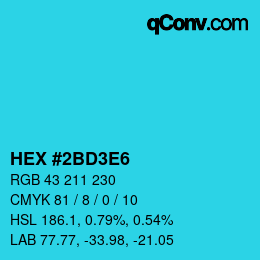 カラーコード: HEX #2BD3E6 | qconv.com