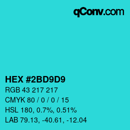 Color code: HEX #2BD9D9 | qconv.com