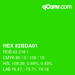 カラーコード: HEX #2BDA01 | qconv.com