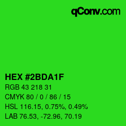 カラーコード: HEX #2BDA1F | qconv.com