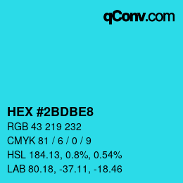 カラーコード: HEX #2BDBE8 | qconv.com