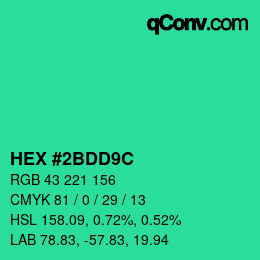 Color code: HEX #2BDD9C | qconv.com