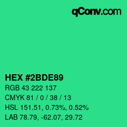 カラーコード: HEX #2BDE89 | qconv.com