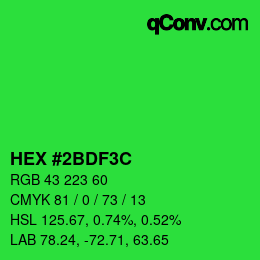 Farbcode: HEX #2BDF3C | qconv.com