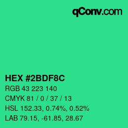 Color code: HEX #2BDF8C | qconv.com