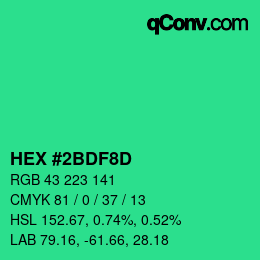Color code: HEX #2BDF8D | qconv.com