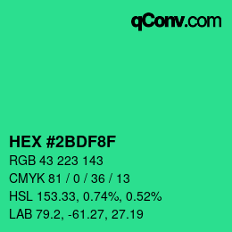 Color code: HEX #2BDF8F | qconv.com