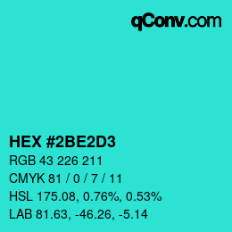 Color code: HEX #2BE2D3 | qconv.com