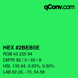 Farbcode: HEX #2BEB5E | qconv.com