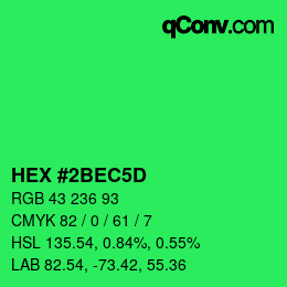 カラーコード: HEX #2BEC5D | qconv.com