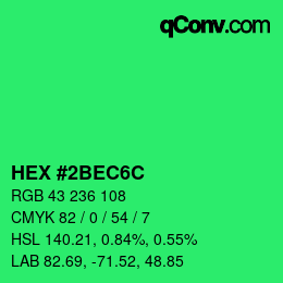 Color code: HEX #2BEC6C | qconv.com