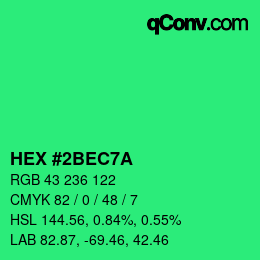 カラーコード: HEX #2BEC7A | qconv.com