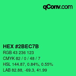 カラーコード: HEX #2BEC7B | qconv.com