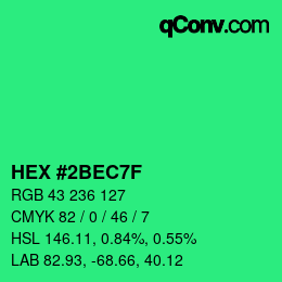 Color code: HEX #2BEC7F | qconv.com