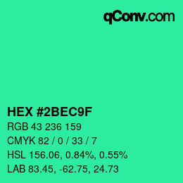 Color code: HEX #2BEC9F | qconv.com