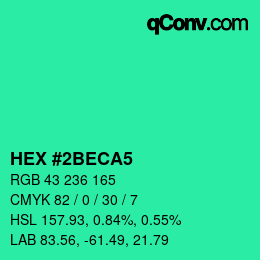 Color code: HEX #2BECA5 | qconv.com