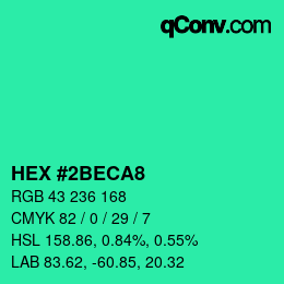 Color code: HEX #2BECA8 | qconv.com