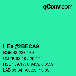 Color code: HEX #2BECA9 | qconv.com