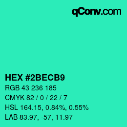 Color code: HEX #2BECB9 | qconv.com