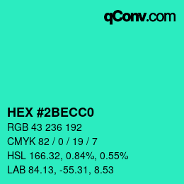 Color code: HEX #2BECC0 | qconv.com