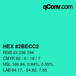 Color code: HEX #2BECC2 | qconv.com