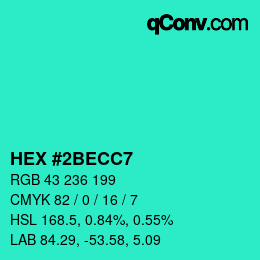 Color code: HEX #2BECC7 | qconv.com