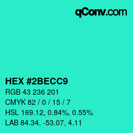 Color code: HEX #2BECC9 | qconv.com