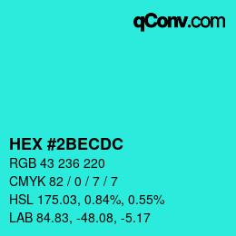 Color code: HEX #2BECDC | qconv.com