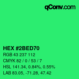 カラーコード: HEX #2BED70 | qconv.com
