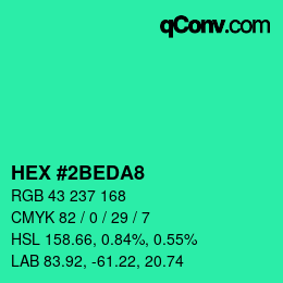 Color code: HEX #2BEDA8 | qconv.com