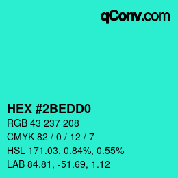 Color code: HEX #2BEDD0 | qconv.com
