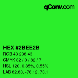 颜色代码: HEX #2BEE2B | qconv.com