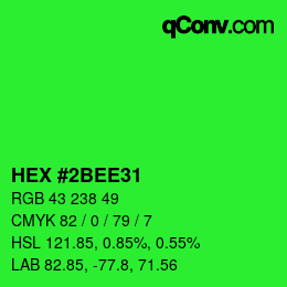 カラーコード: HEX #2BEE31 | qconv.com