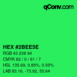 Code couleur: HEX #2BEE5E | qconv.com