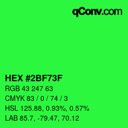 Color code: HEX #2BF73F | qconv.com