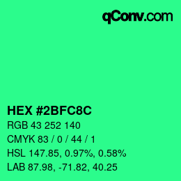 Color code: HEX #2BFC8C | qconv.com