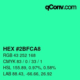 カラーコード: HEX #2BFCA8 | qconv.com