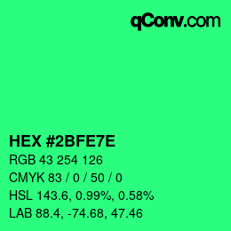 Color code: HEX #2BFE7E | qconv.com