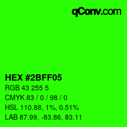 颜色代码: HEX #2BFF05 | qconv.com