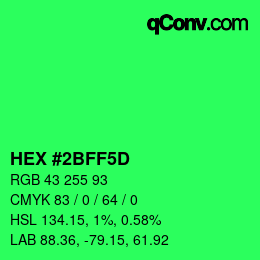 Color code: HEX #2BFF5D | qconv.com