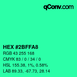 Color code: HEX #2BFFA8 | qconv.com