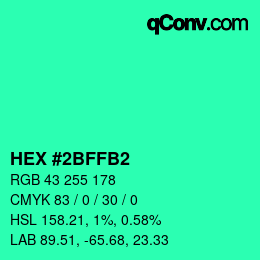 Color code: HEX #2BFFB2 | qconv.com
