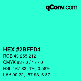 Color code: HEX #2BFFD4 | qconv.com