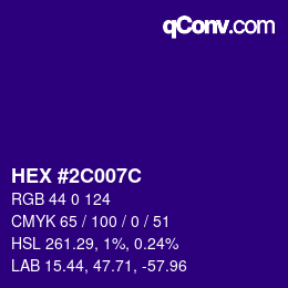 Color code: HEX #2C007C | qconv.com