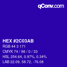 颜色代码: HEX #2C03AB | qconv.com