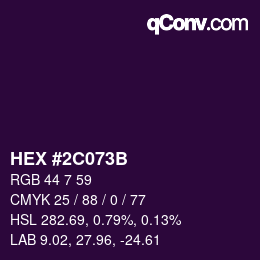 Color code: HEX #2C073B | qconv.com