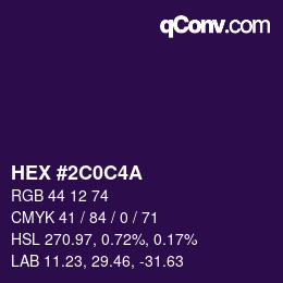Color code: HEX #2C0C4A | qconv.com